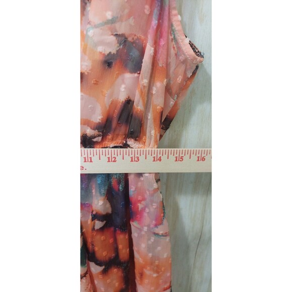 Torrid Midi Dress Clip Dot Smocked Mock Hi Neck Floral Size 0~12~Large Butterfly - Picture 12 of 16